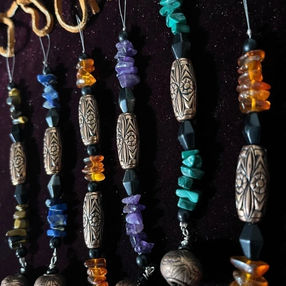 Handcrafted Genuine Stone Ornaments Lapis, Amethyst, Tiger Eye, Amber, Malachite
